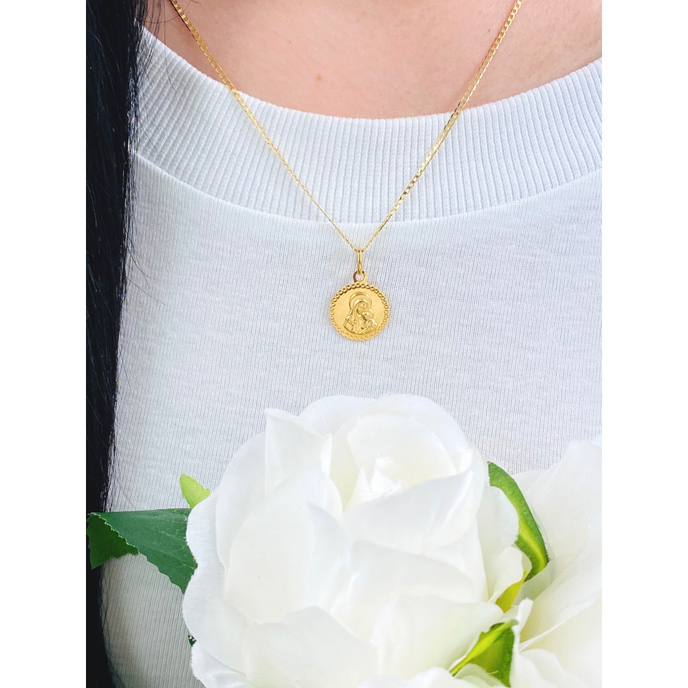 Złoty Medalik Zawieszka Matka Boska z Dzieciątkiem Jezus