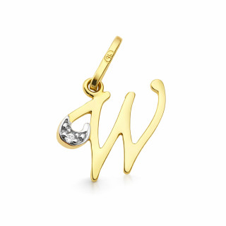 Anhänger Buchstabe W Kettenanhänger Goldanhänger mit Zirkonia Gelbgold