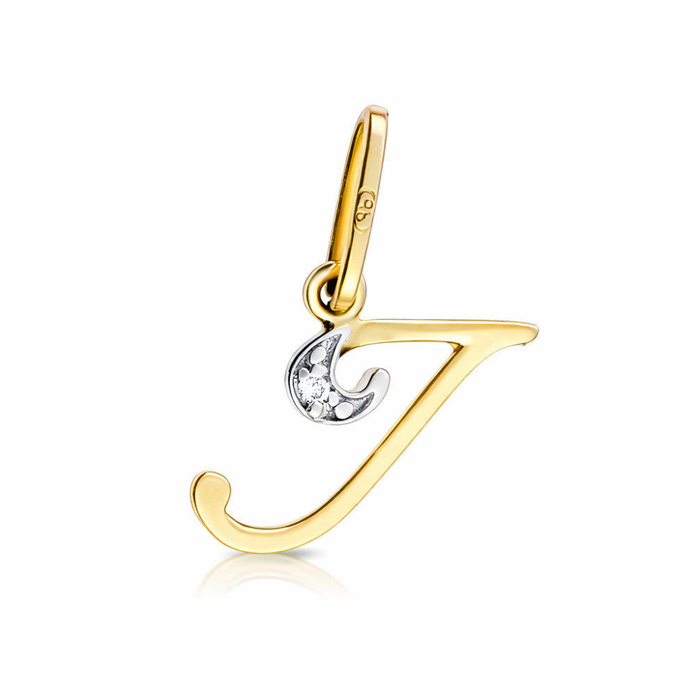 Anhänger Buchstabe I Kettenanhänger Goldanhänger mit Zirkonia Gelbgold