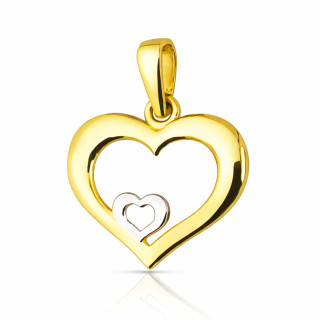 Złoty wisiorek serce bikolor zawieszka serduszko ażurowe proste