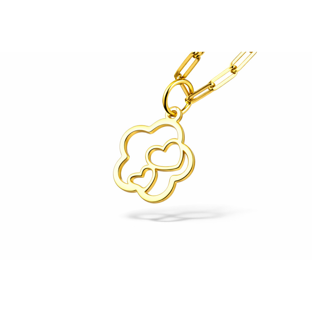 Goldanhänger Herz vierblättriges Kleeblatt Gelbgold 585er 14KT