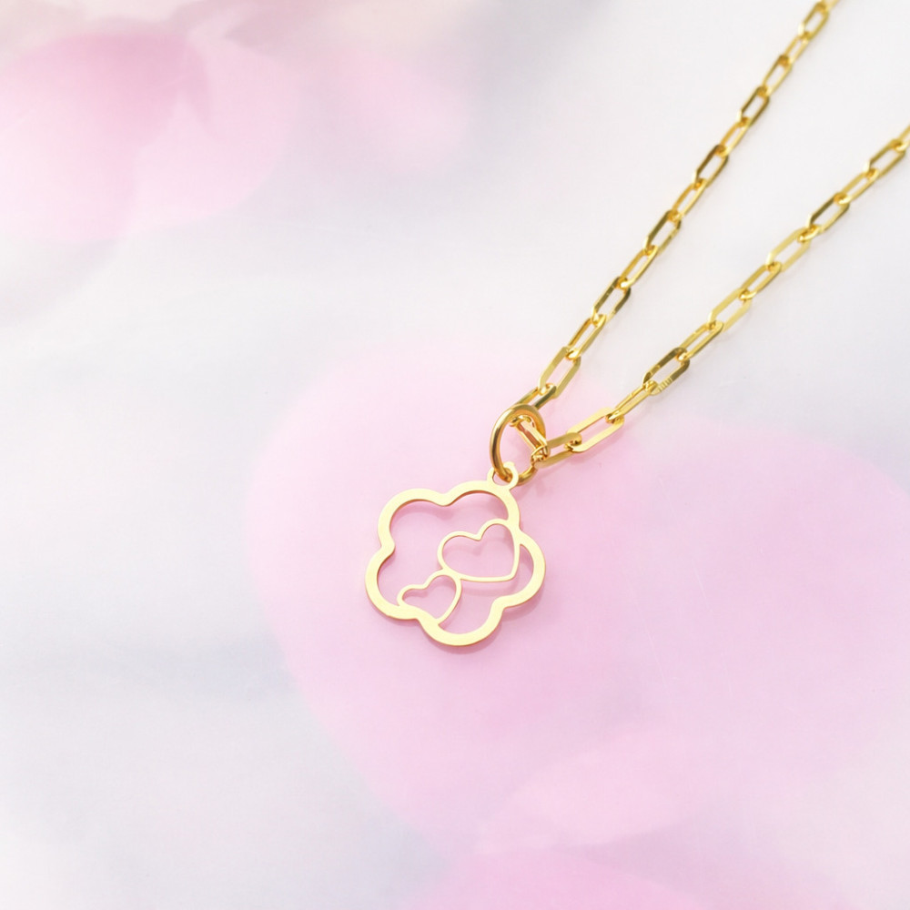 Złoty wisiorek zawieszka ażurowa serce koniczynka