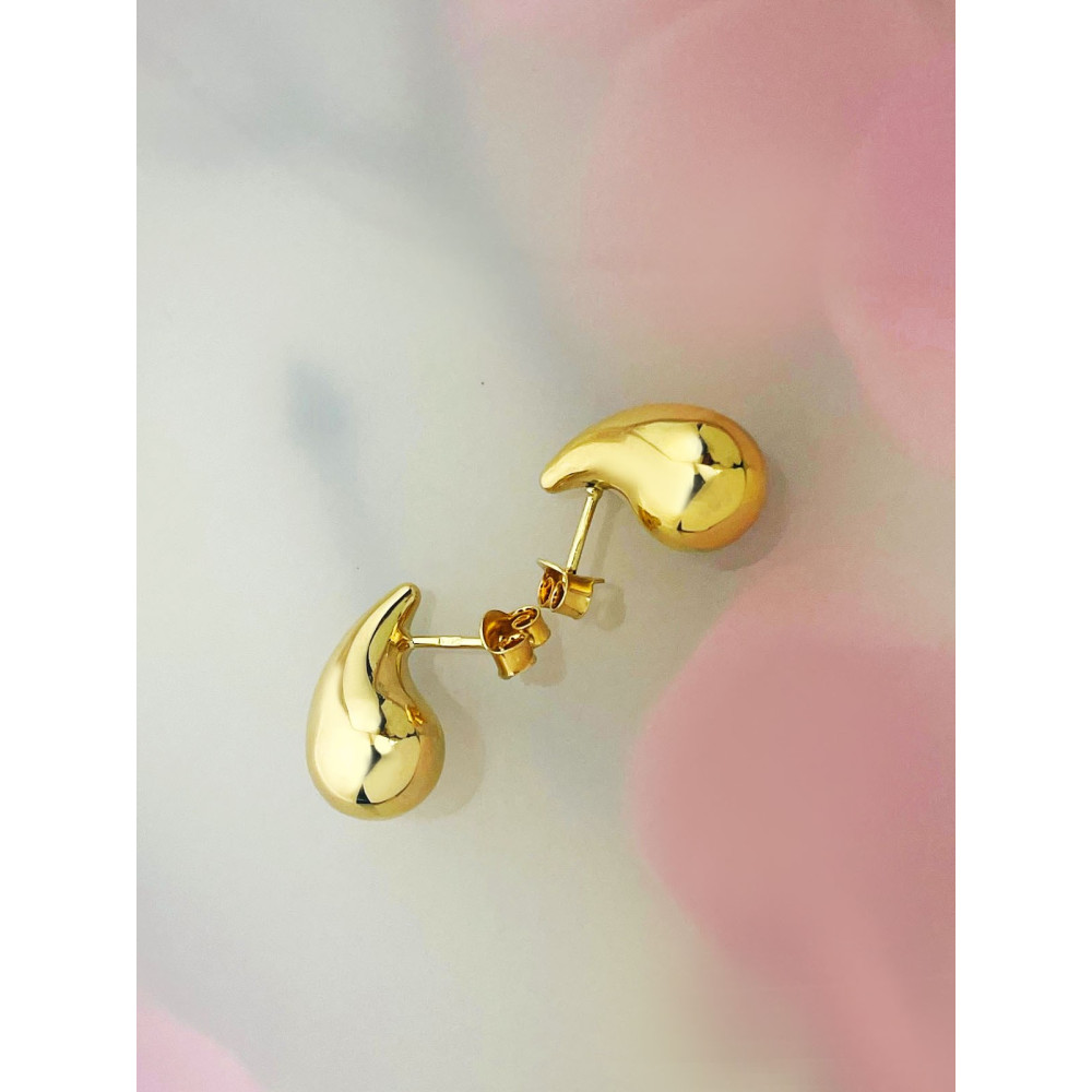 Träne Gold Ohrringe Ohrhänger Ohrstecker Ohrschmuck Paar Gelbgold 585er 14KT