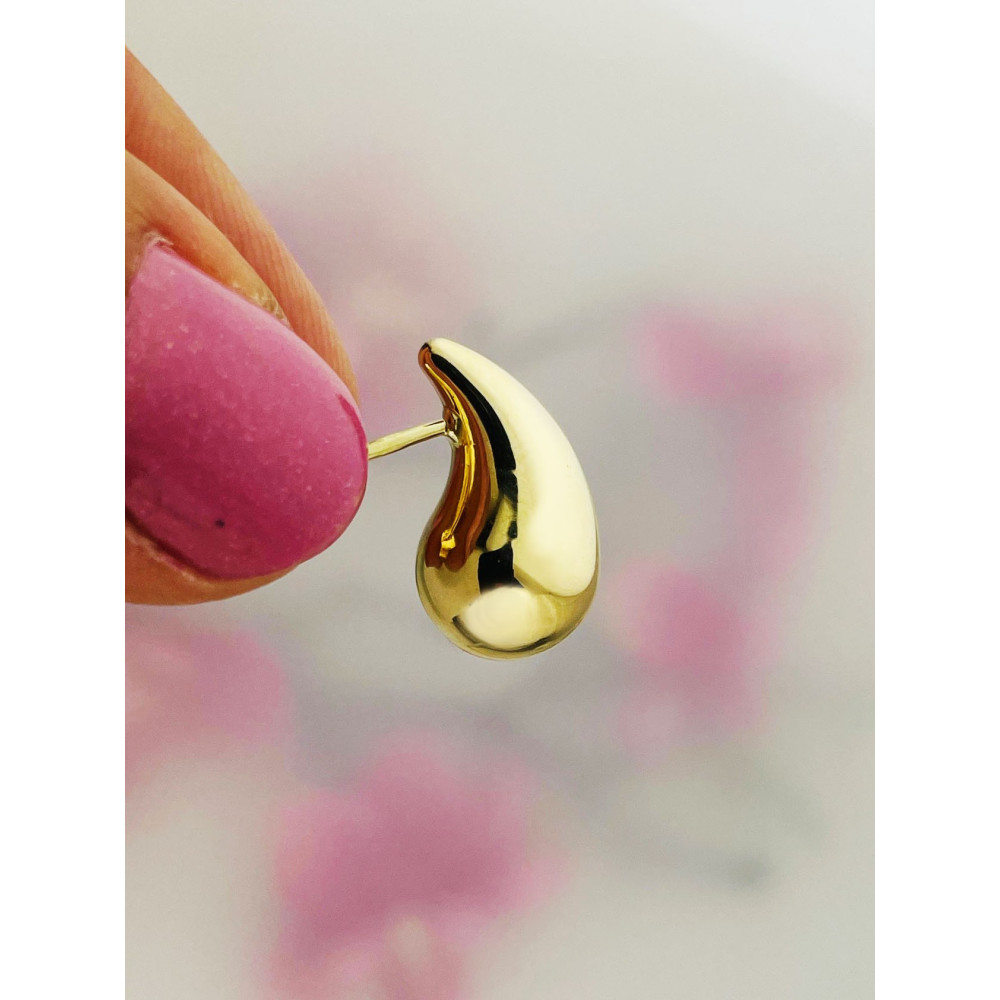 Träne Gold Ohrringe Ohrhänger Ohrstecker Ohrschmuck Paar Gelbgold 585er 14KT