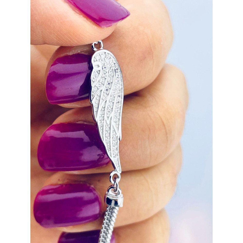 Silberarmband 925 mit Flügel mit Zirkonia