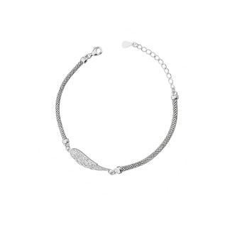 Silberarmband 925 mit Flügel mit Zirkonia