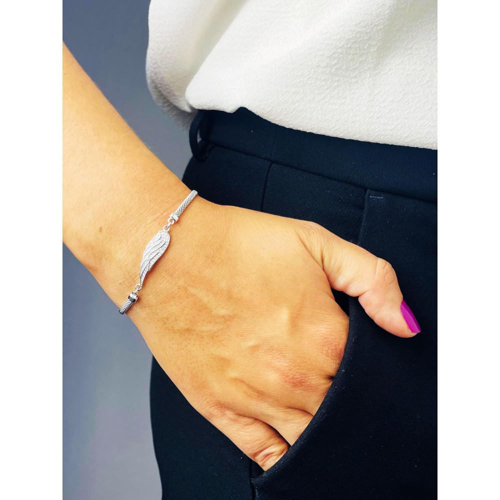 Silberarmband 925 mit Flügel mit Zirkonia