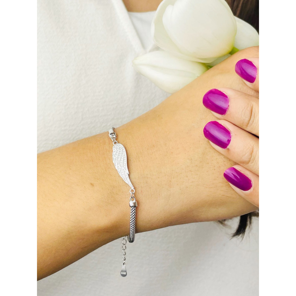 Silberarmband 925 mit Flügel mit Zirkonia