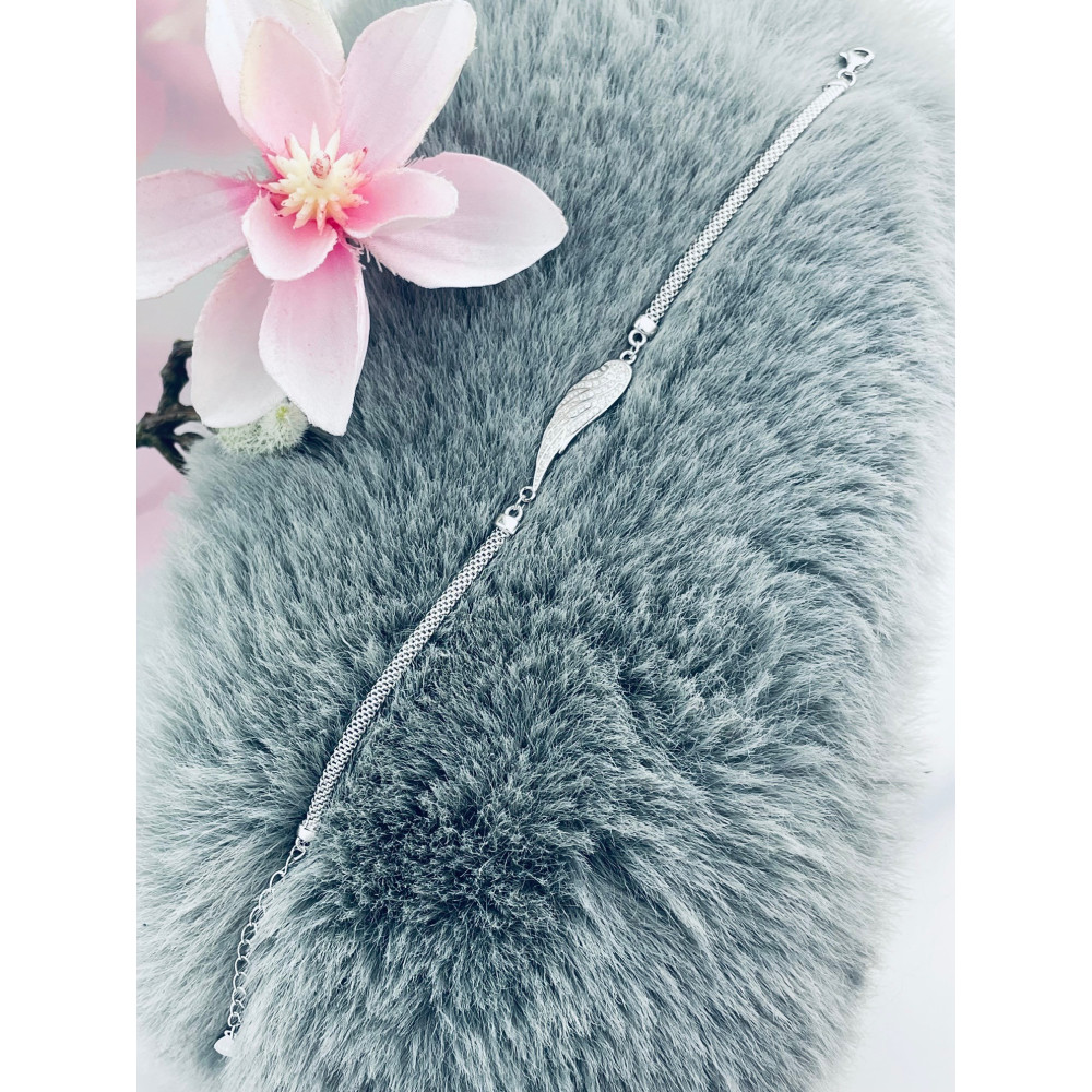 Silberarmband 925 mit Flügel mit Zirkonia