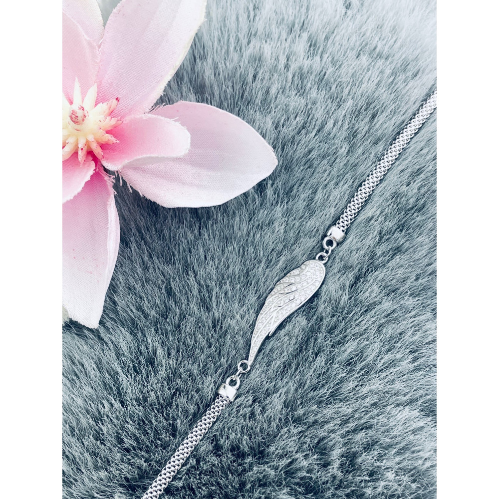 Silberarmband 925 mit Flügel mit Zirkonia