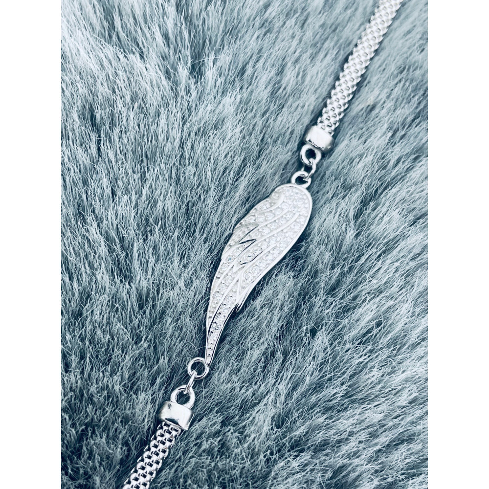 Silberarmband 925 mit Flügel mit Zirkonia