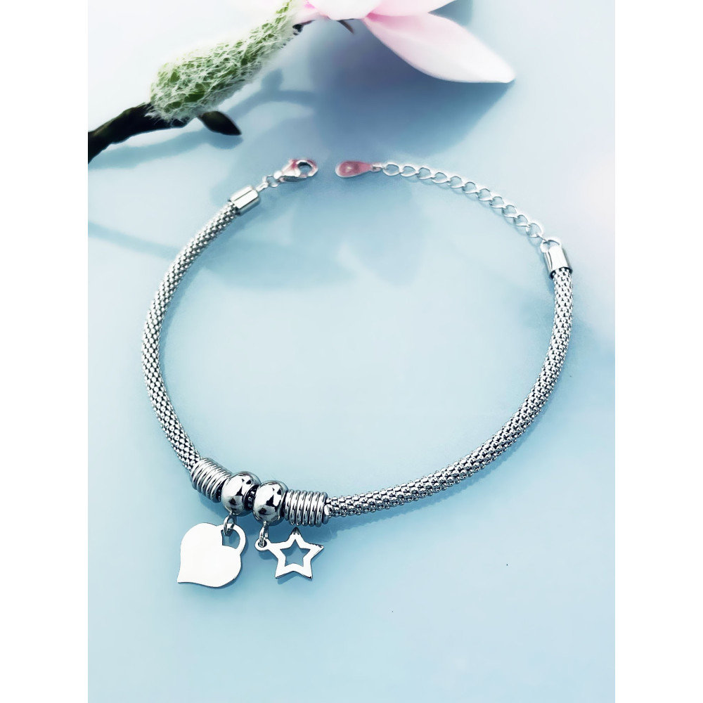 Silberarmband 925 mit Herz und Stern
