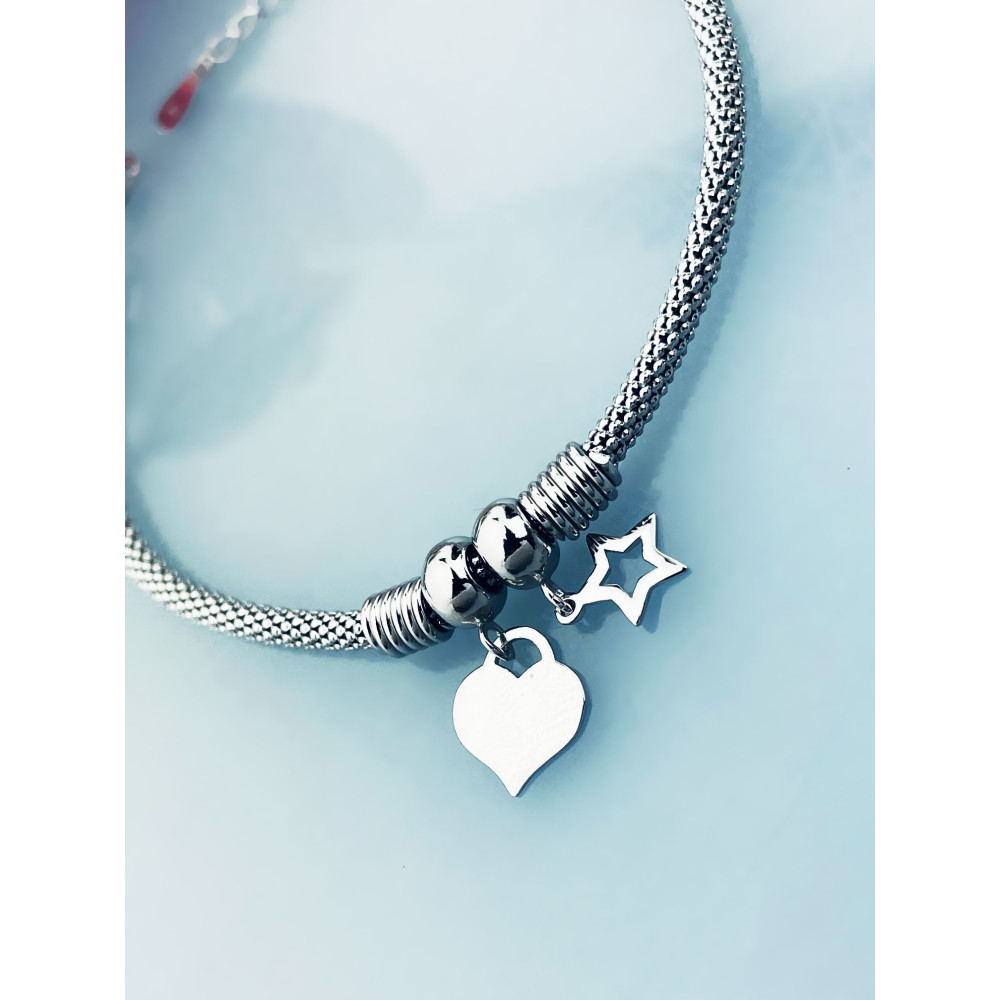Silberarmband 925 mit Herz und Stern