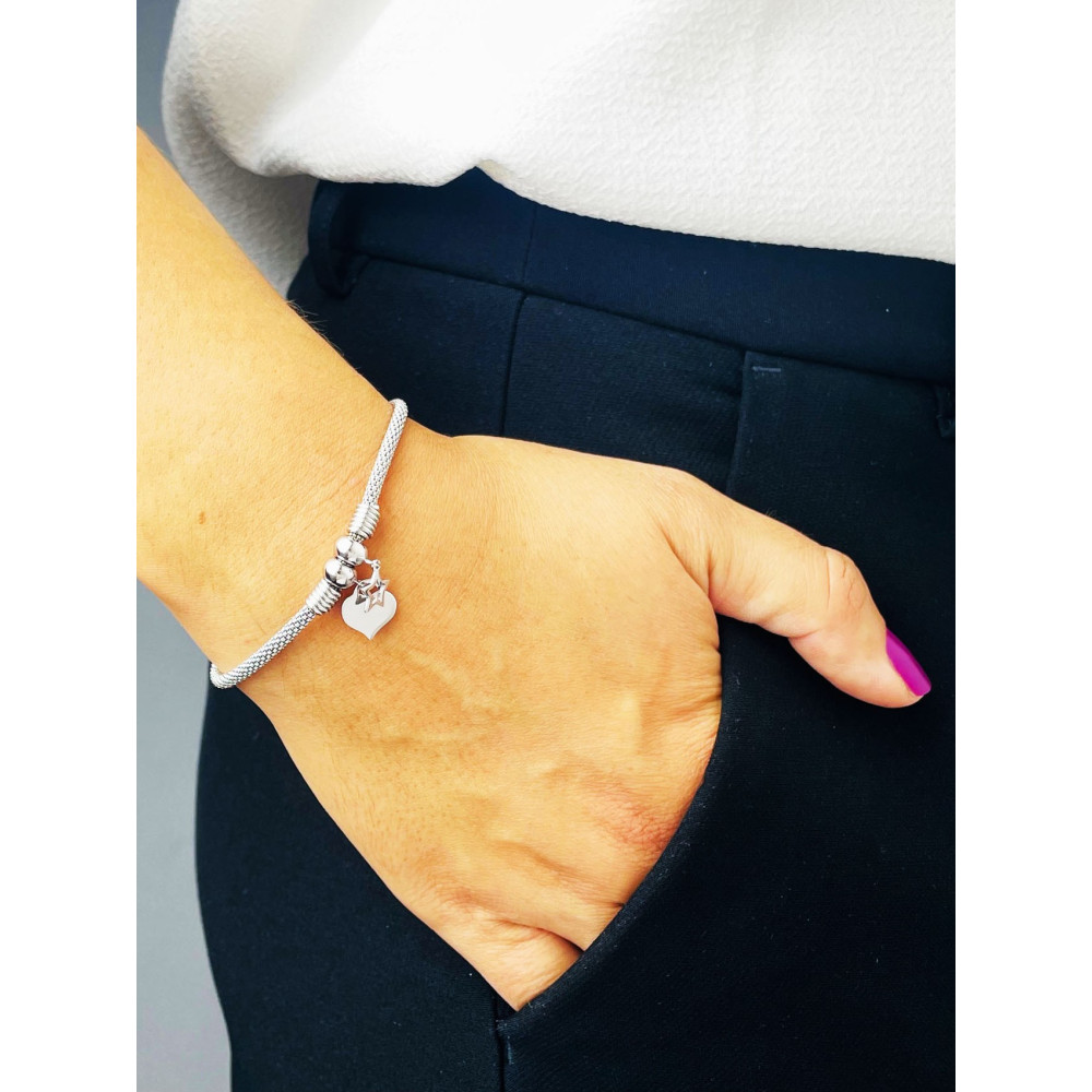 Silberarmband 925 mit Herz und Stern