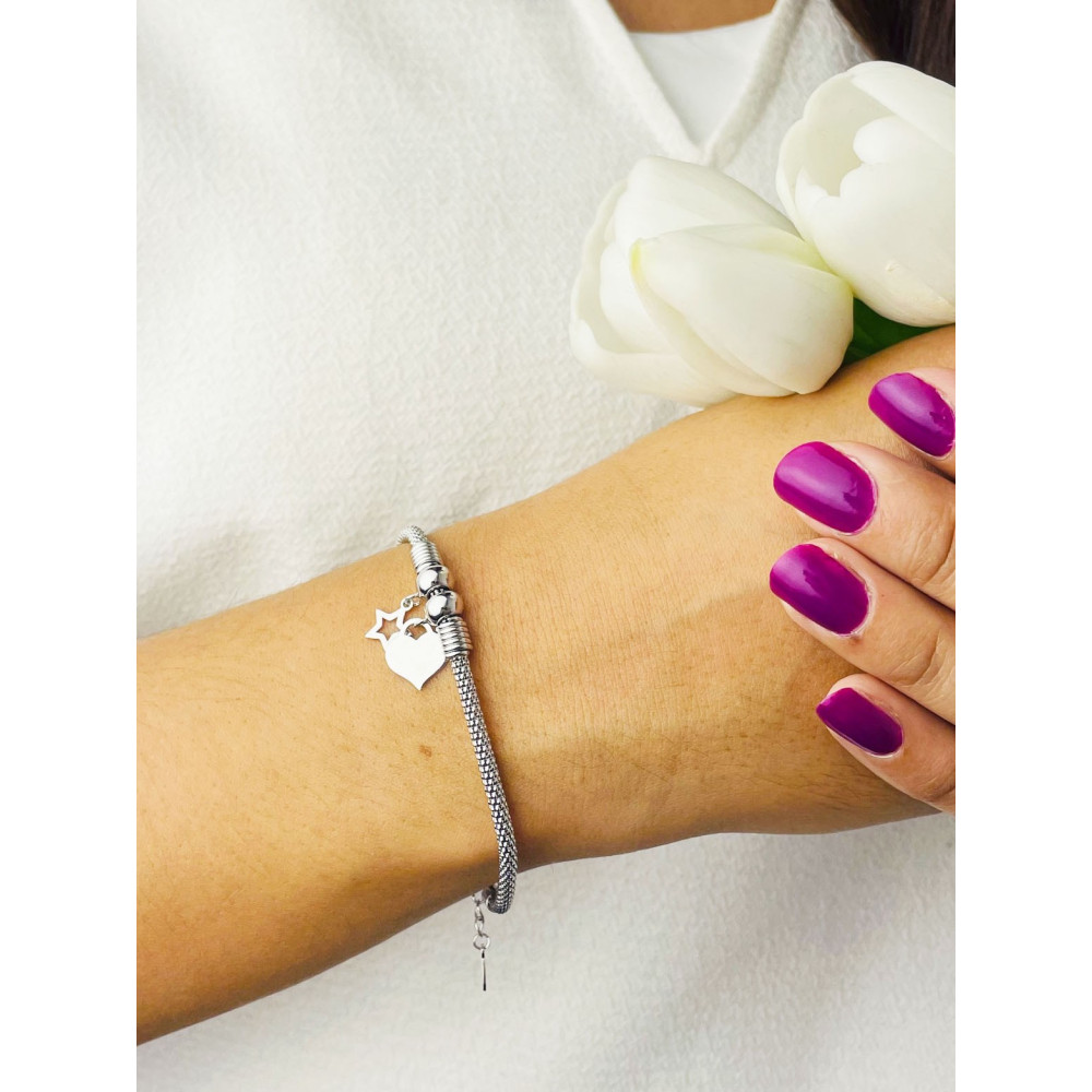 Silberarmband 925 mit Herz und Stern