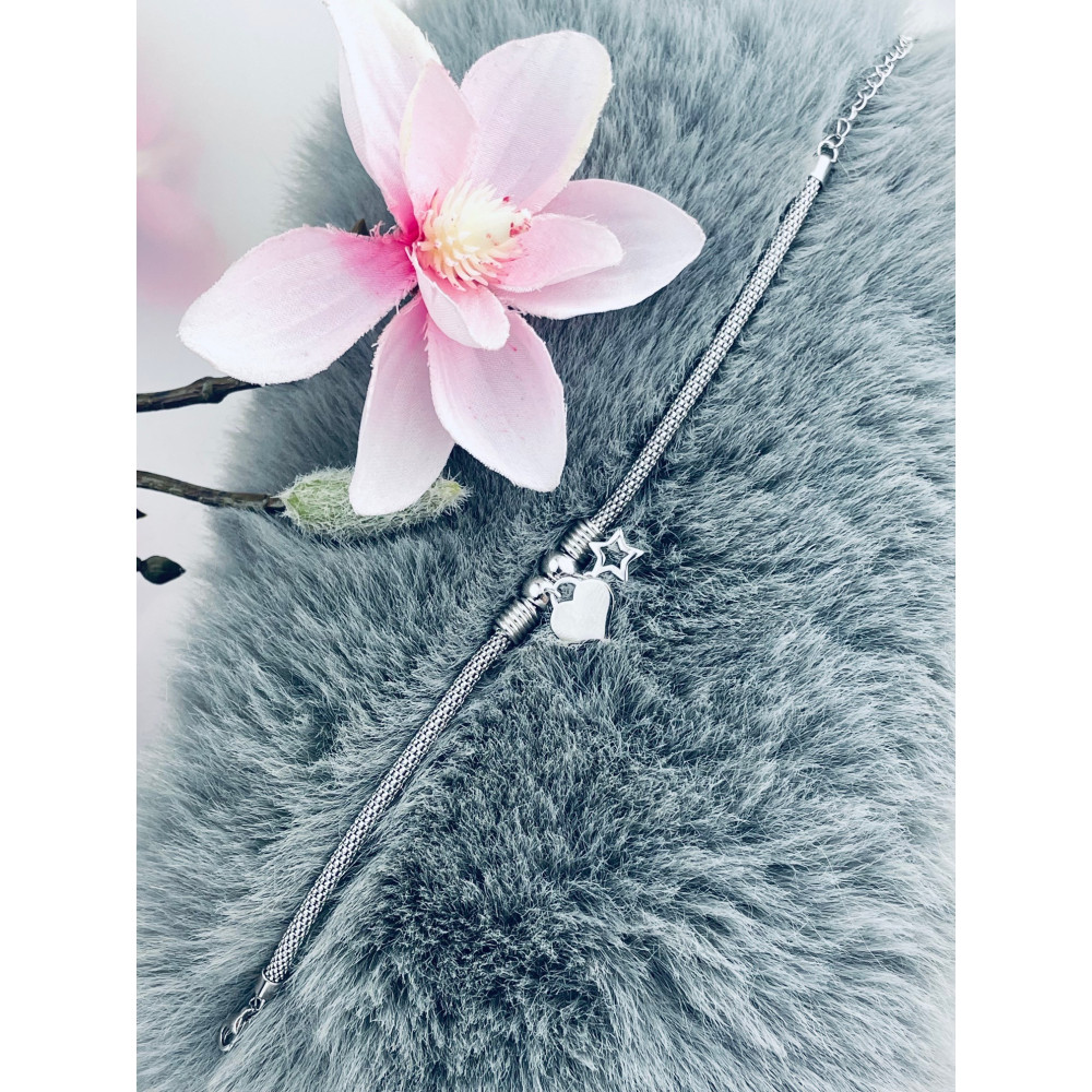 Silberarmband 925 mit Herz und Stern