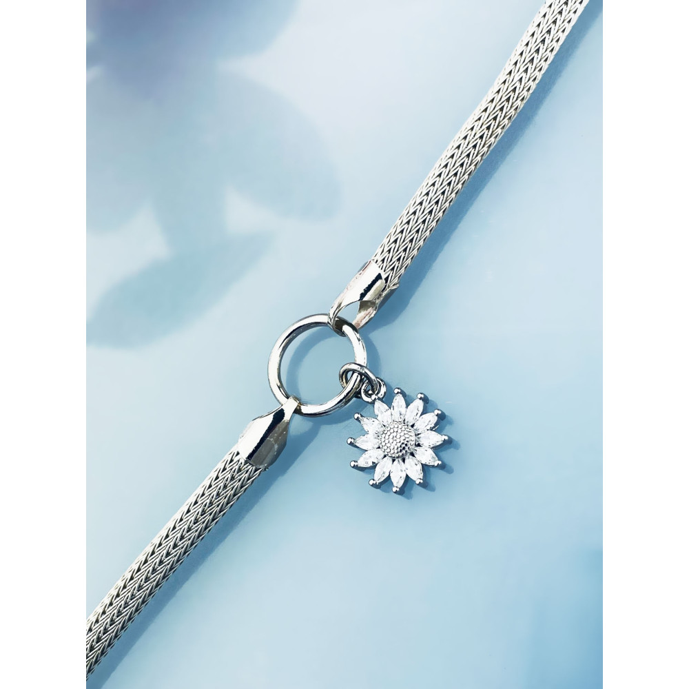 Silberarmband 925 mit Blume mit Zirkonia