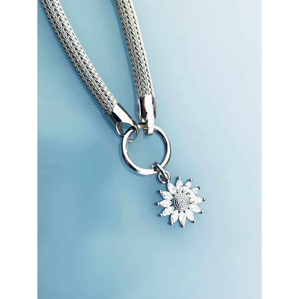 Silberarmband 925 mit Blume mit Zirkonia