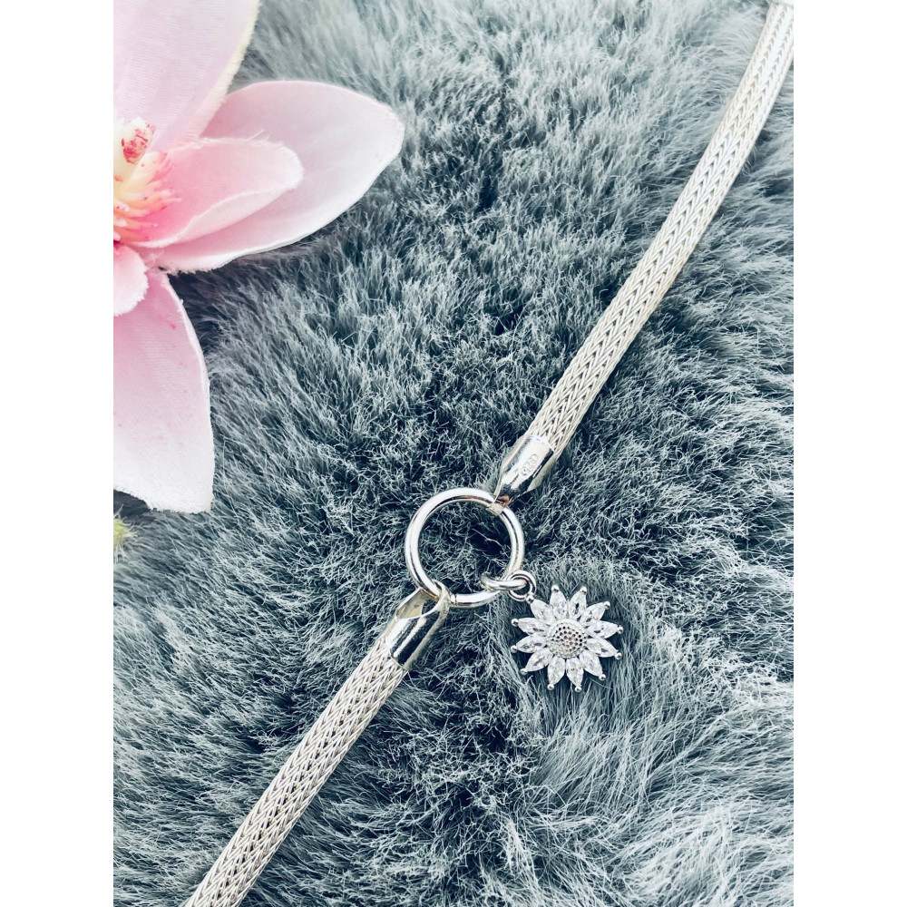 Silberarmband 925 mit Blume mit Zirkonia