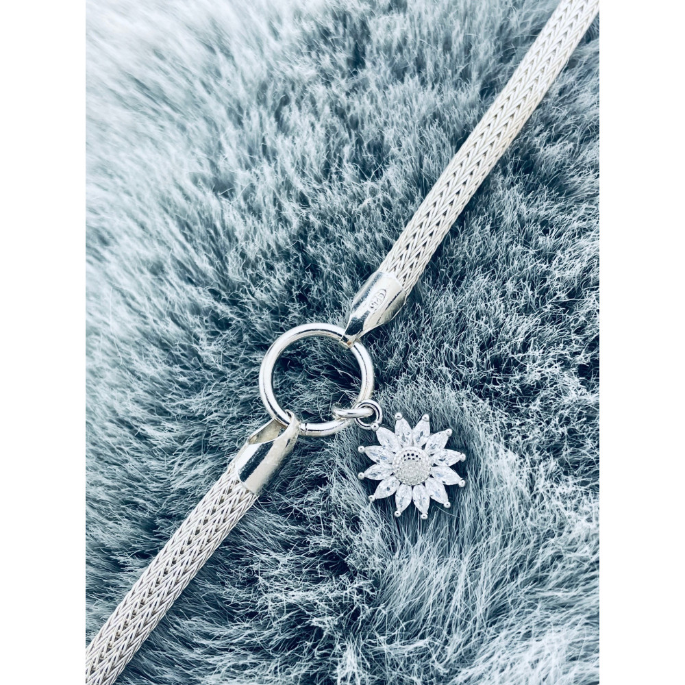 Silberarmband 925 mit Blume mit Zirkonia