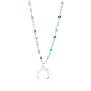 925 Silber Halskette mit blauen Steinen und Mond