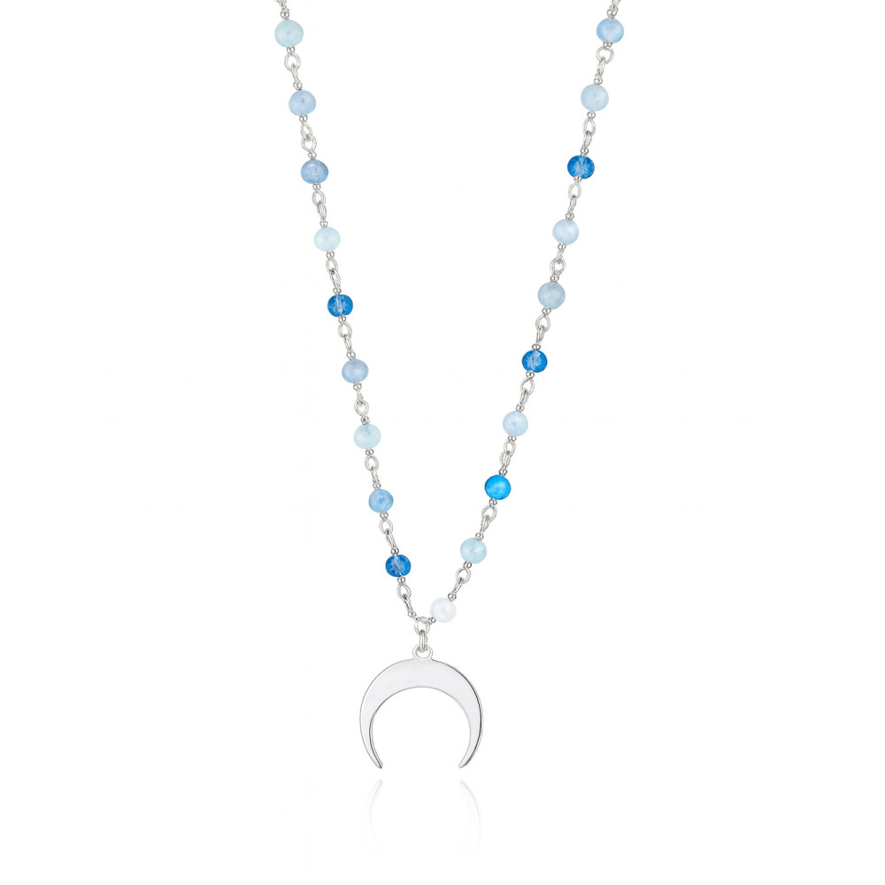 925 Silber Halskette mit blauen Steinen und Mond