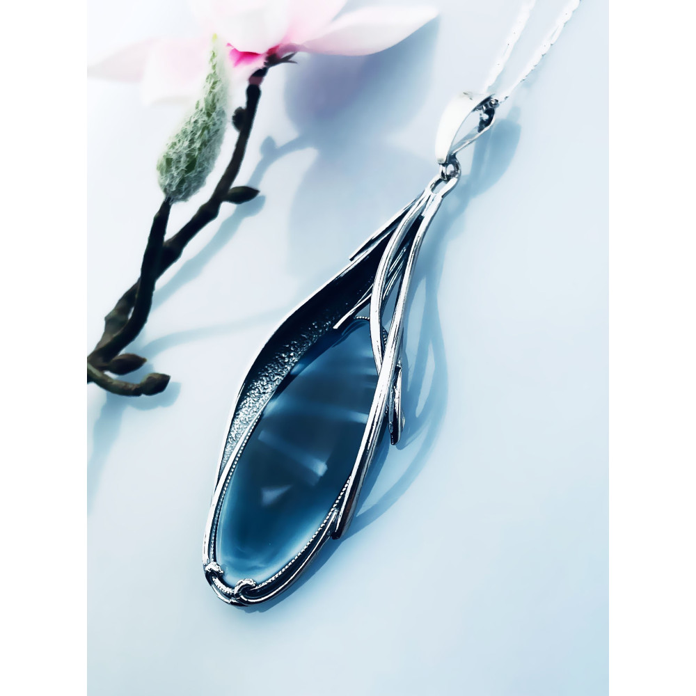 Oval 925 Silber Damen Medaillon Anhänger mit Agat