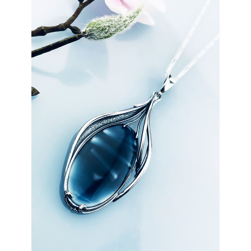 Oval 925 Silber Damen Medaillon Anhänger mit Agat