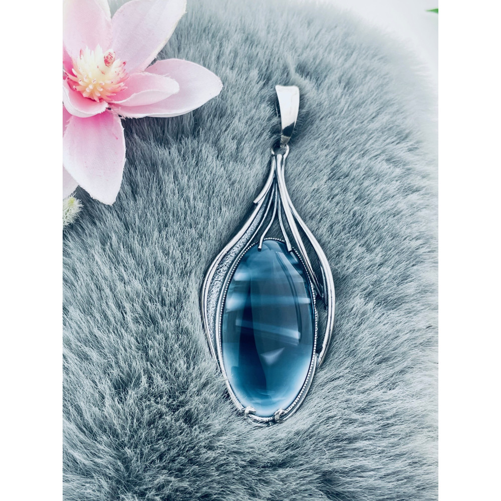 Oval 925 Silber Damen Medaillon Anhänger mit Agat