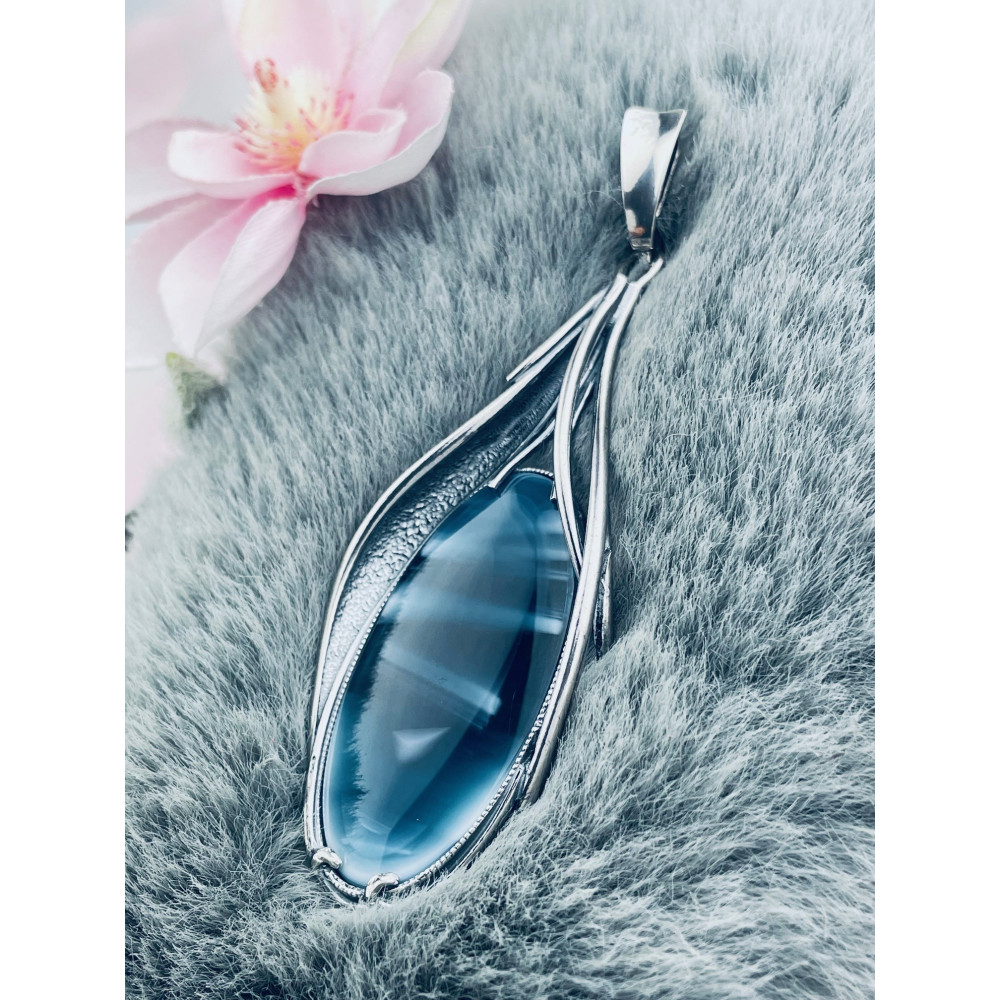 Oval 925 Silber Damen Medaillon Anhänger mit Agat