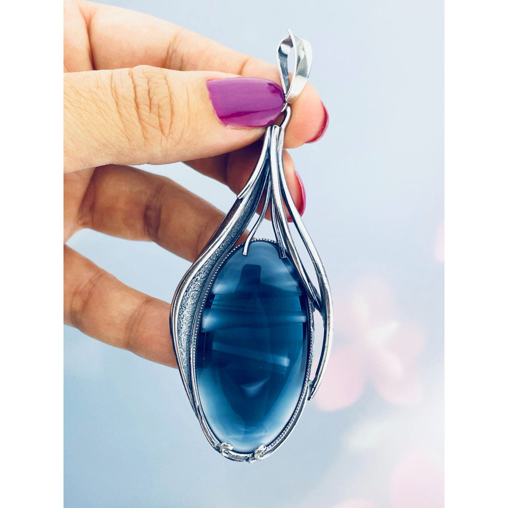 Oval 925 Silber Damen Medaillon Anhänger mit Agat