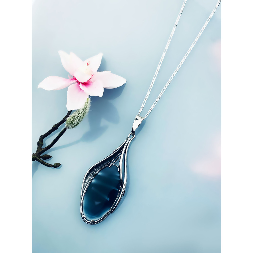 Oval 925 Silber Damen Medaillon Anhänger mit Agat