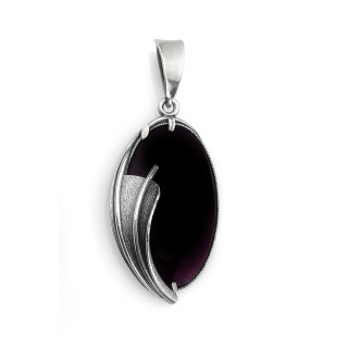 Oval 925 Silber Damen Medaillon Anhänger mit Pflaumenstein