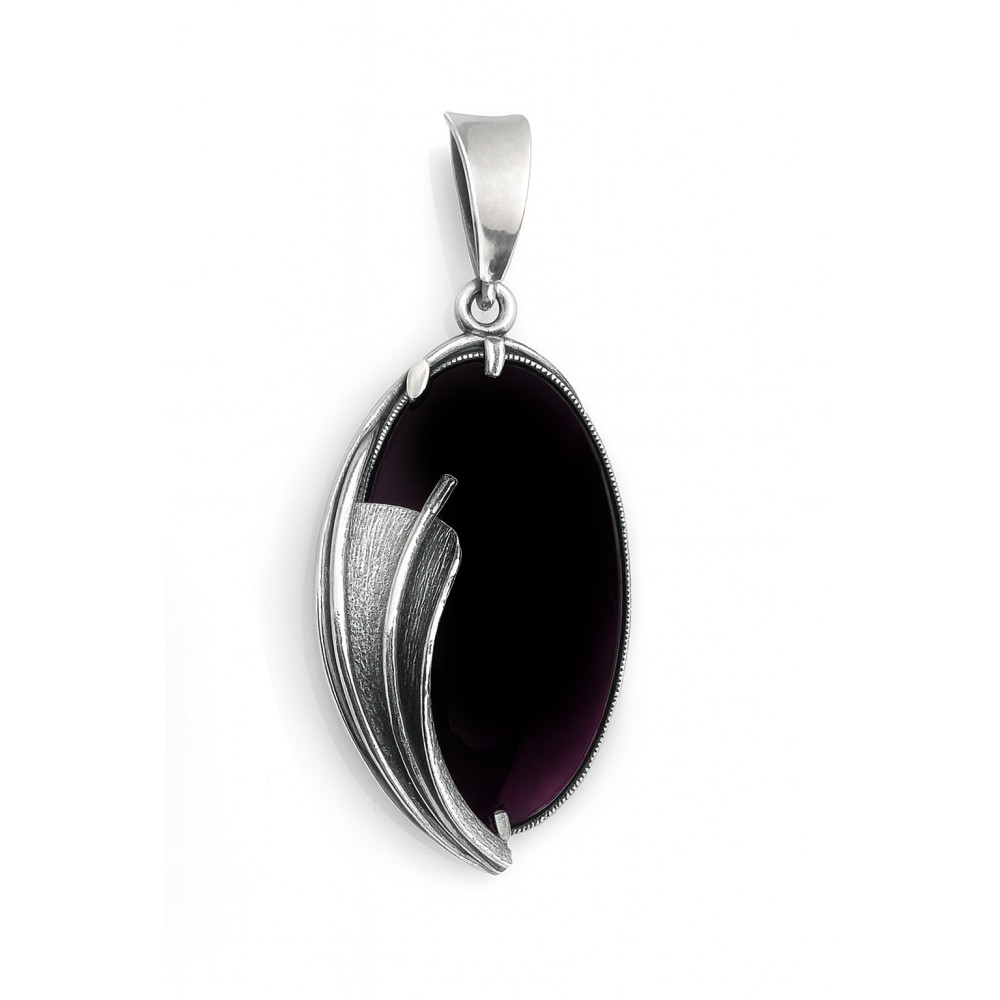 Oval 925 Silber Damen Medaillon Anhänger mit Pflaumenstein