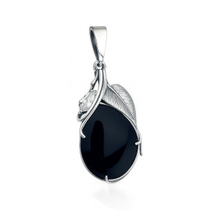 Oval 925 Silber Damen Medaillon Anhänger mit Onyx und Zirkonia