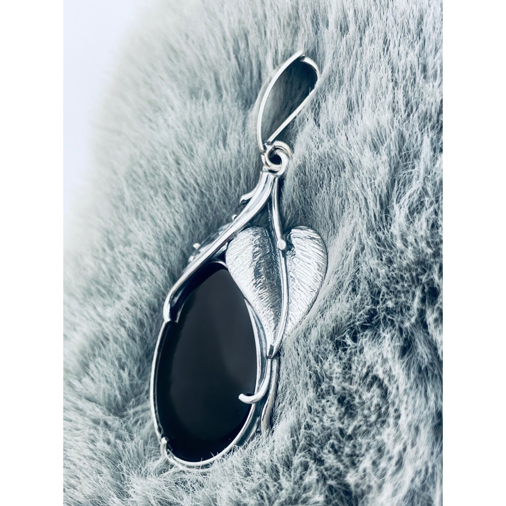 Oval 925 Silber Damen Medaillon Anhänger mit Onyx und Zirkonia