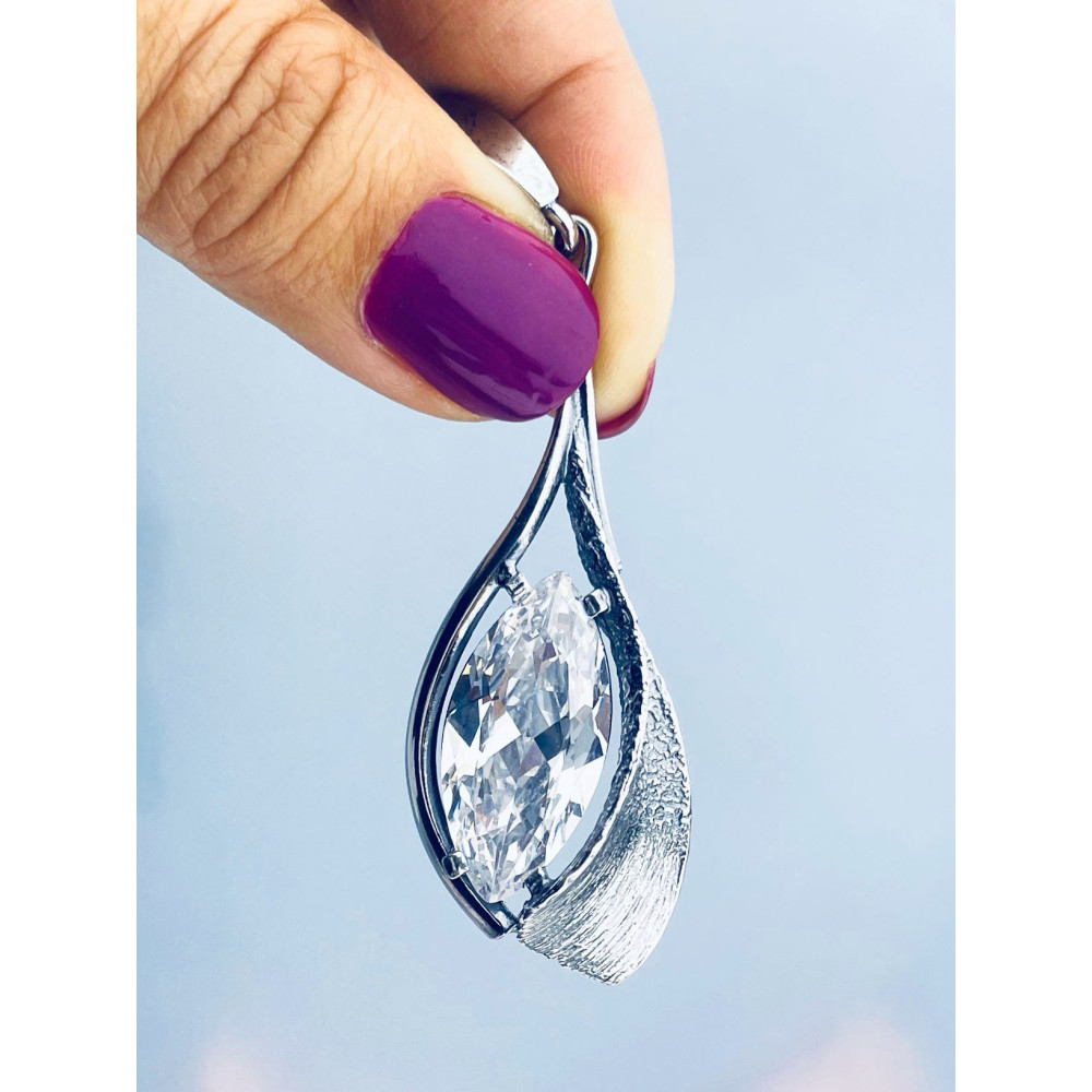 Oval 925 Silber Damen Medaillon Anhänger mit Zirkonia