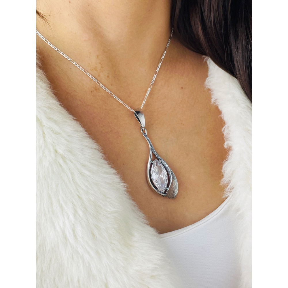 Oval 925 Silber Damen Medaillon Anhänger mit Zirkonia