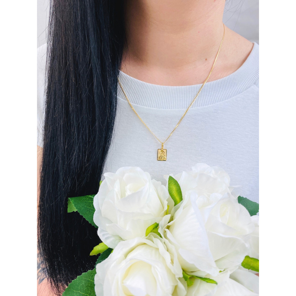 Złoty Medalik Zawieszka Matka Boska z Dzieciątkiem Jezus