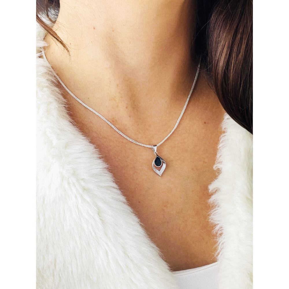 Träne 925 Silber Damen Medaillon Anhänger mit Zirkonia