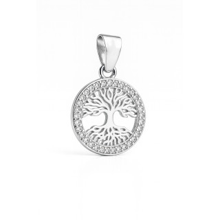 925 Silber Damen Medaillon Anhänger Baum mit Zirkonia
