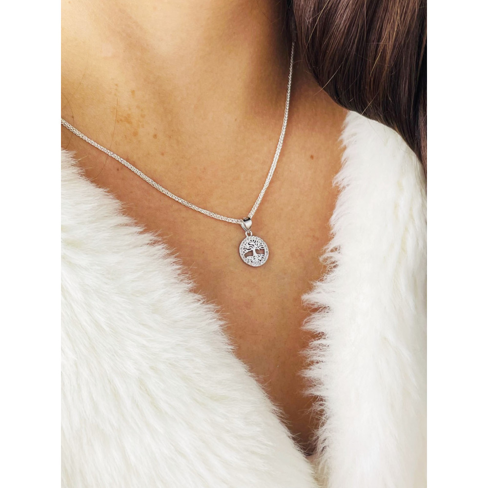 925 Silber Damen Medaillon Anhänger Baum mit Zirkonia