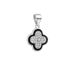 925 Silber Damen Medaillon Anhänger vierblättriges Kleeblatt mit Zirkonia