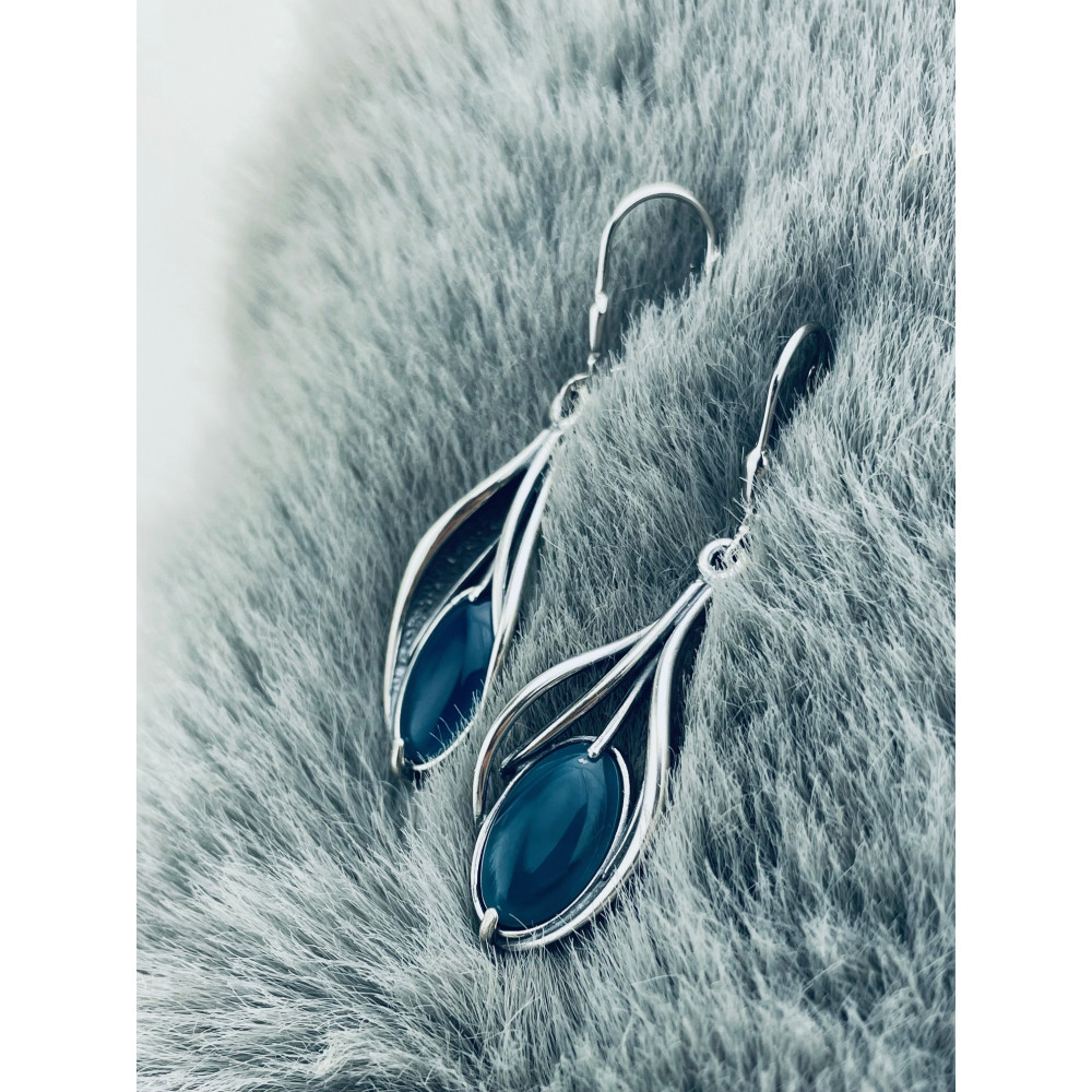 Oval 925 Silber Ohrringe mit Agat