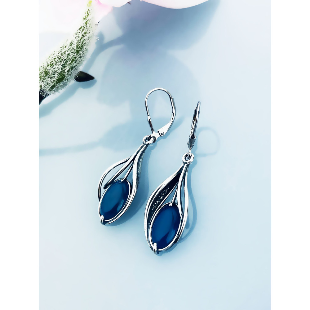 Oval 925 Silber Ohrringe mit Agat