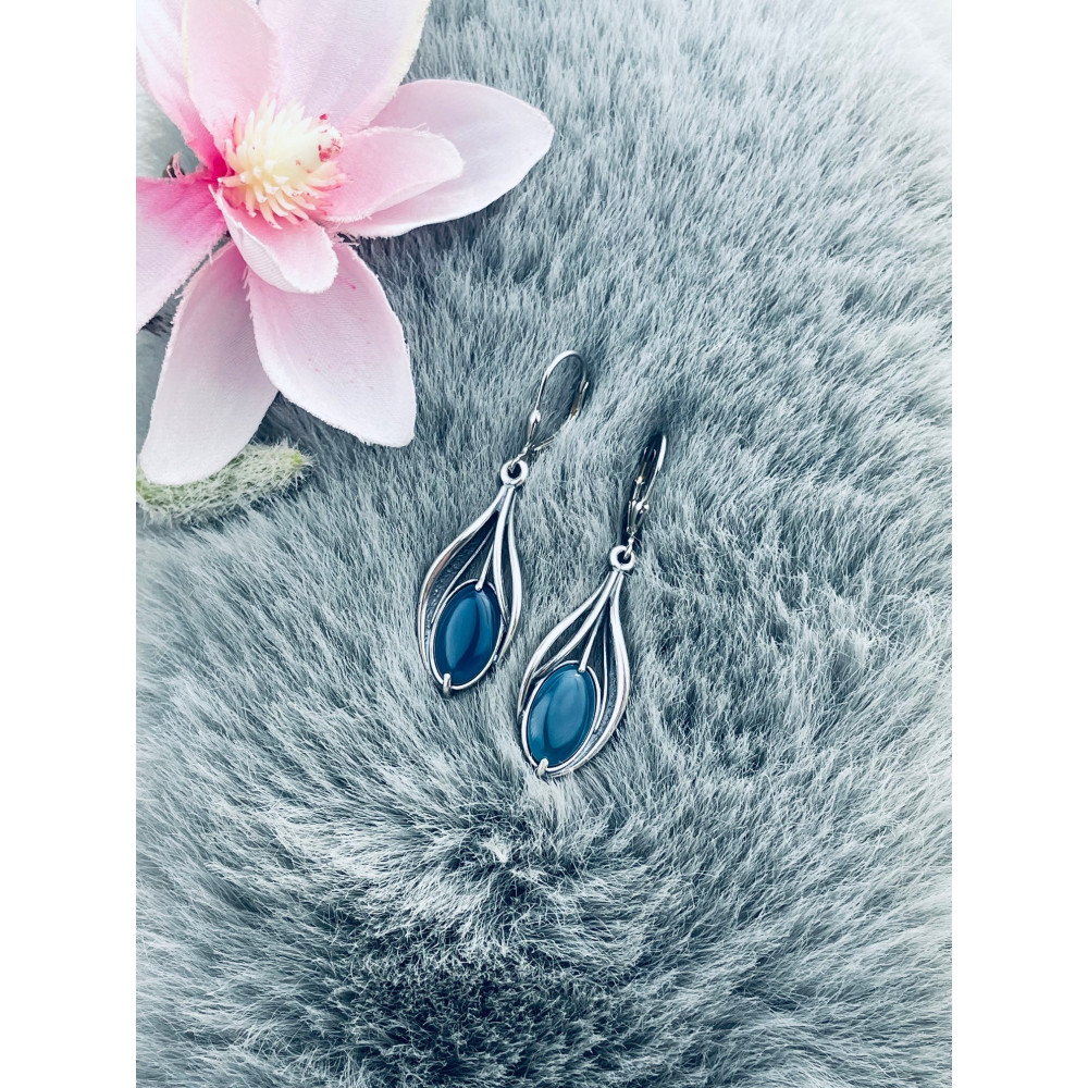 Oval 925 Silber Ohrringe mit Agat