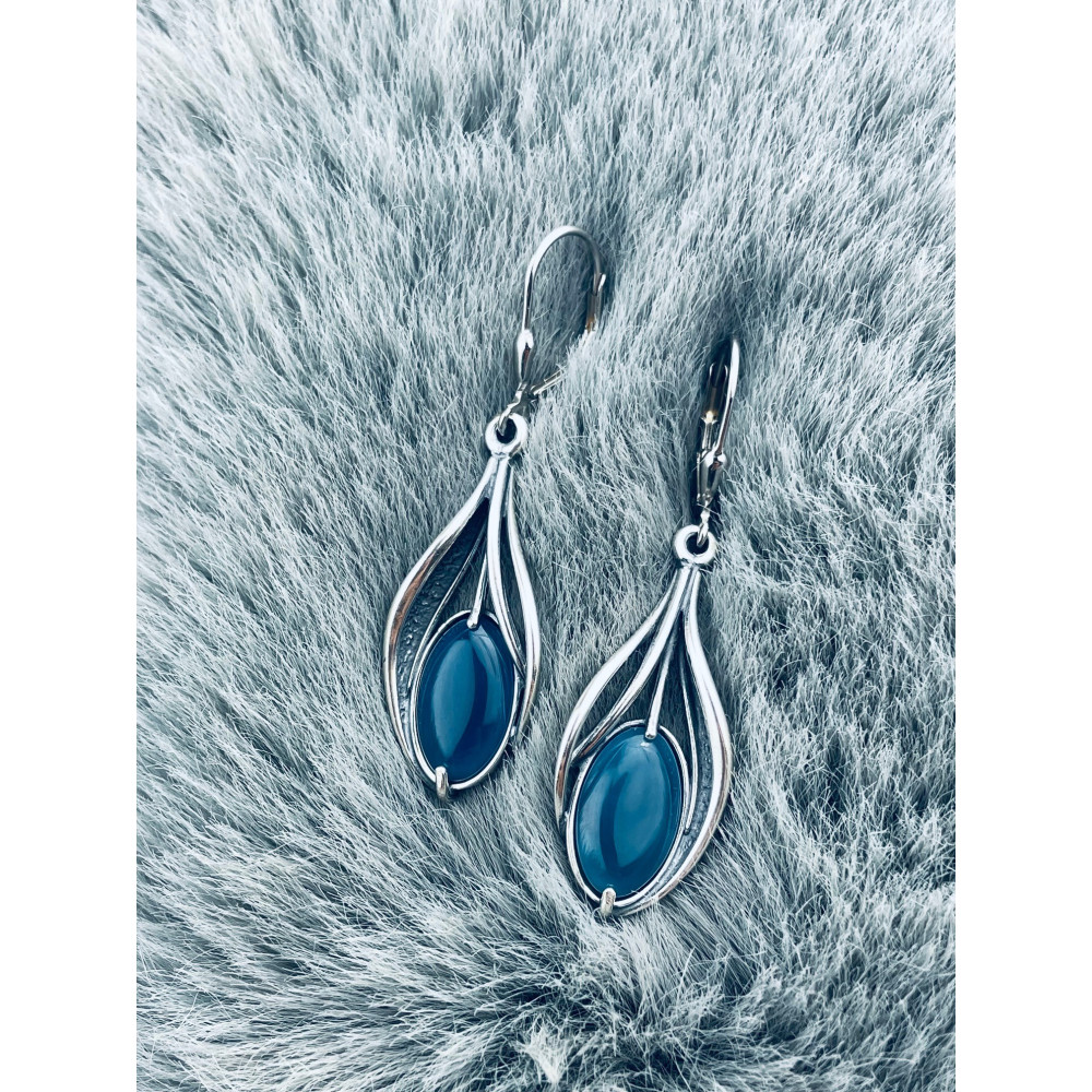 Oval 925 Silber Ohrringe mit Agat