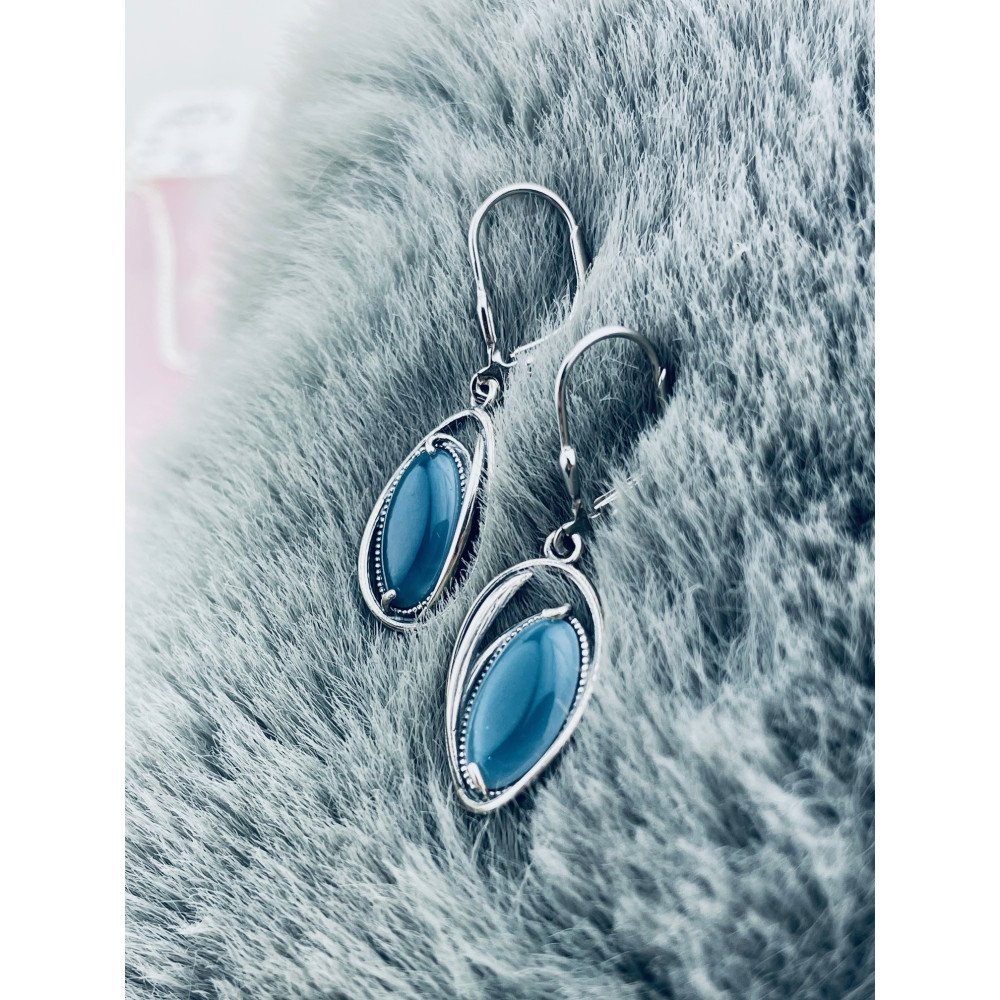 Oval 925 Silber Ohrringe mit Agat