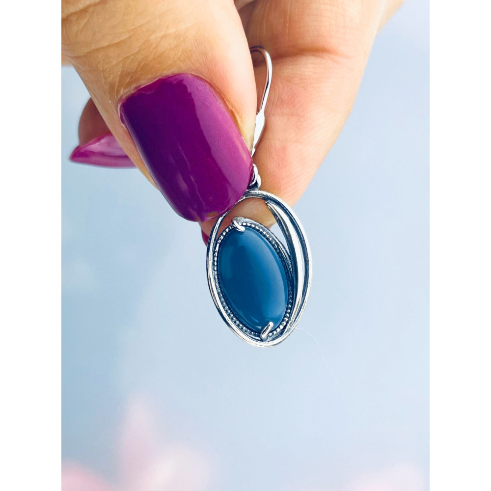Oval 925 Silber Ohrringe mit Agat