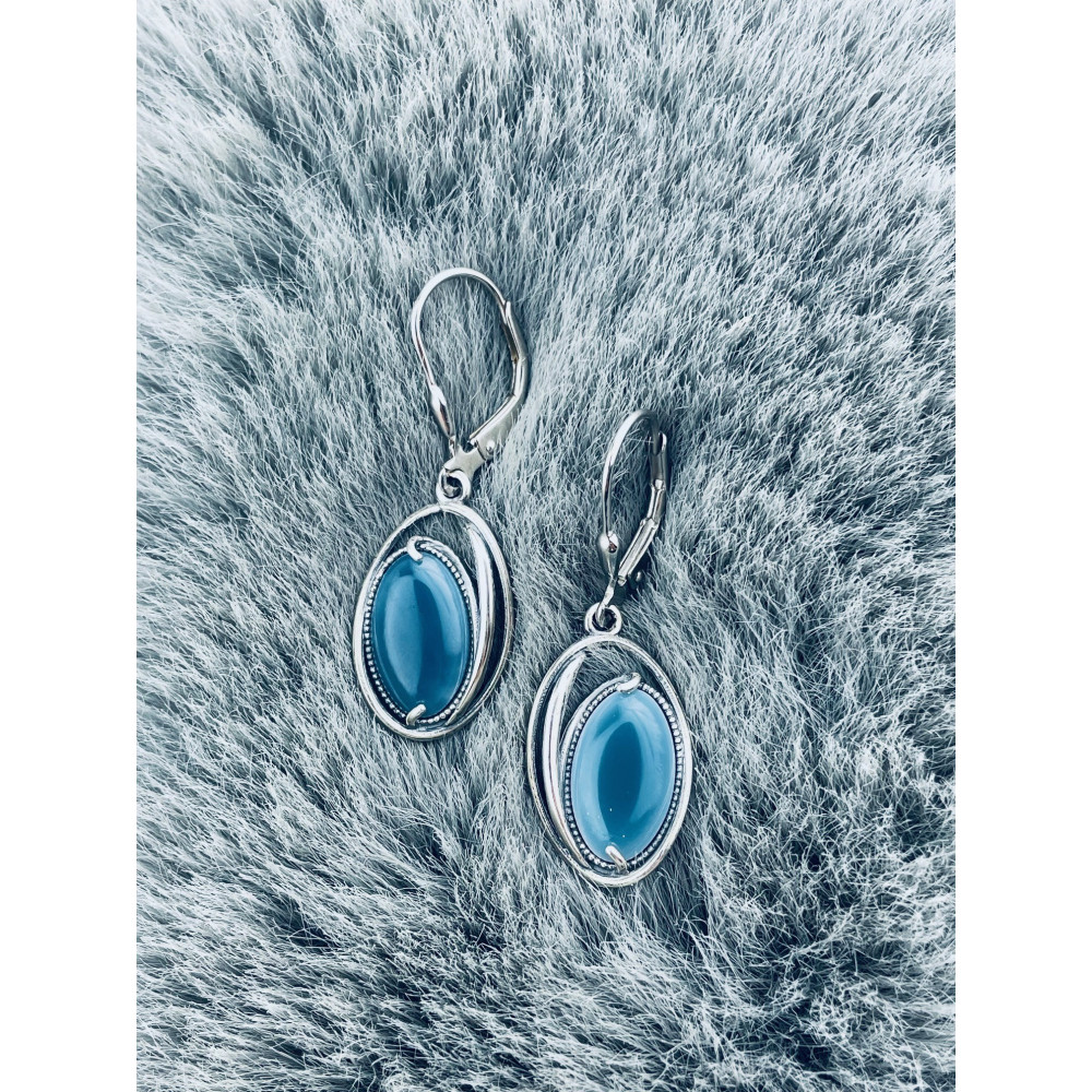 Oval 925 Silber Ohrringe mit Agat